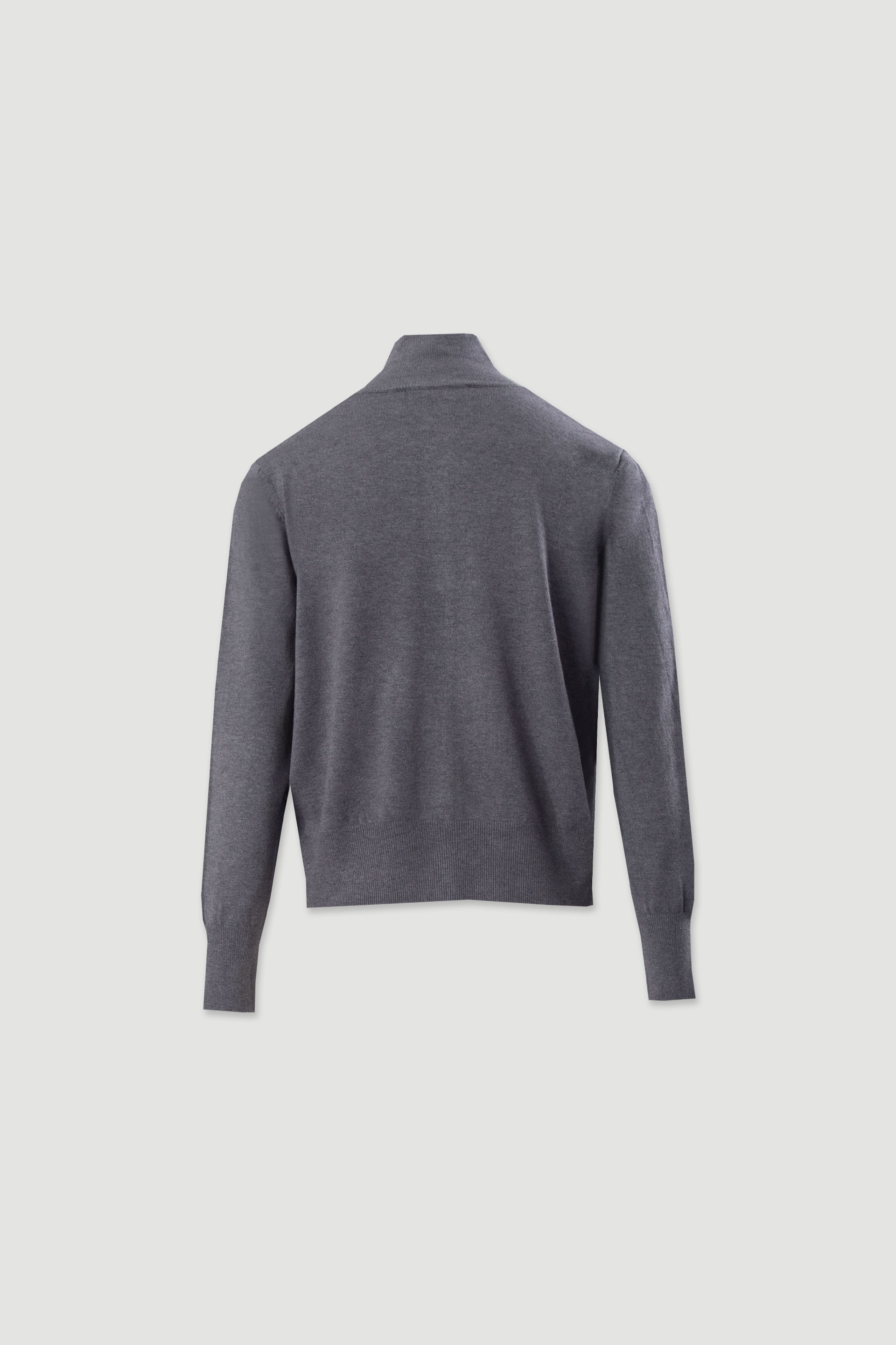 Knit cardigan with ribbed high collar