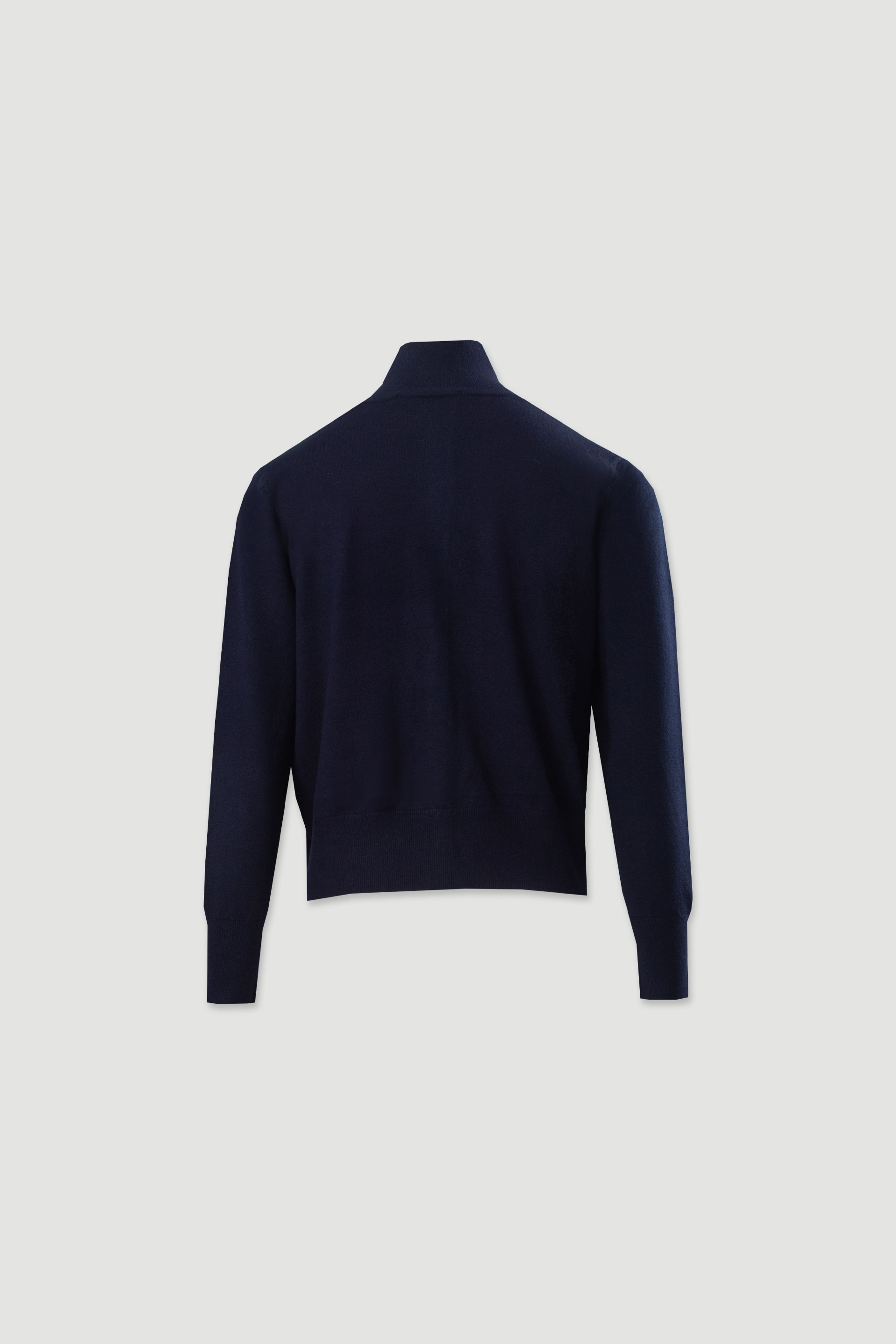 Knit cardigan with ribbed high collar