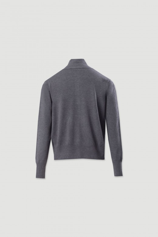 Cárdigan de punto con cuello alto acanalado Cárdigan de punto con cuello alto acanalado