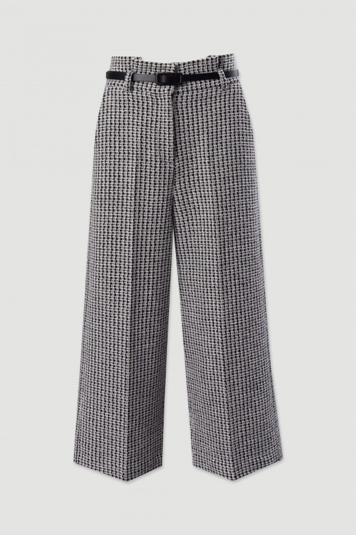 Tweed-effect culotte trousers