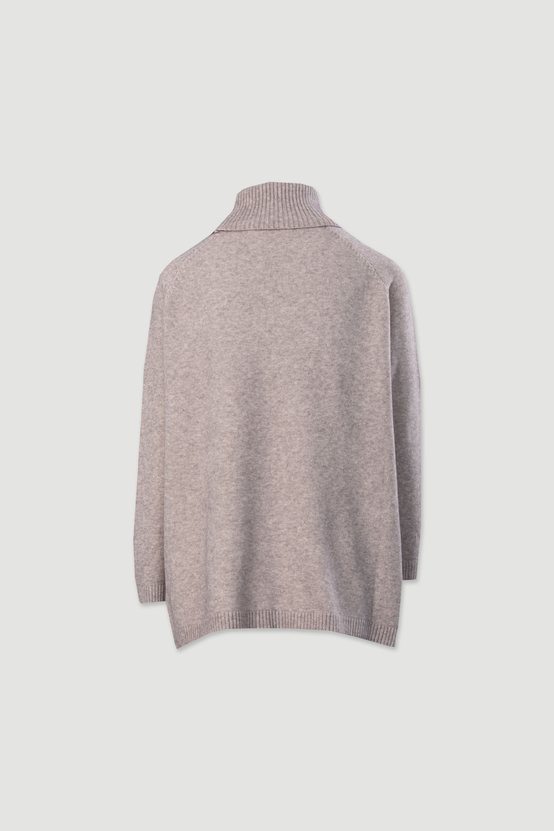 Ribbed high-neck knit sweater