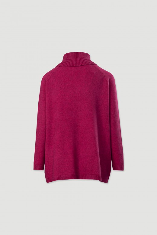 Jersey de punto con cuello alto acanalado