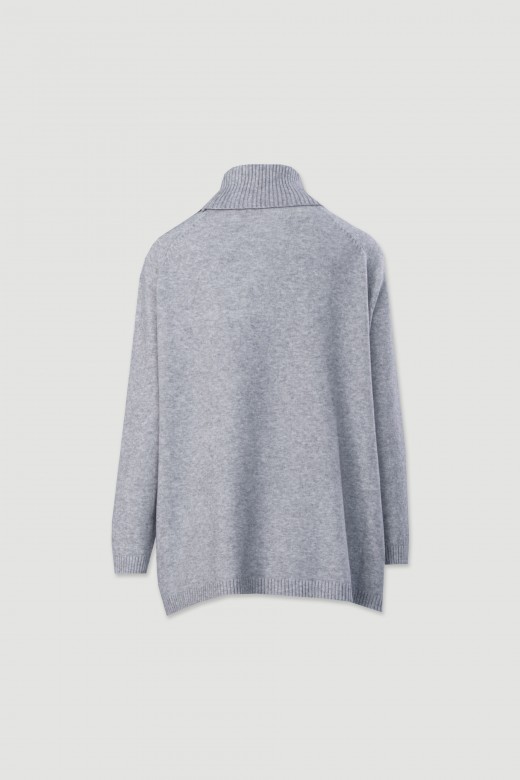 Jersey de punto con cuello alto acanalado