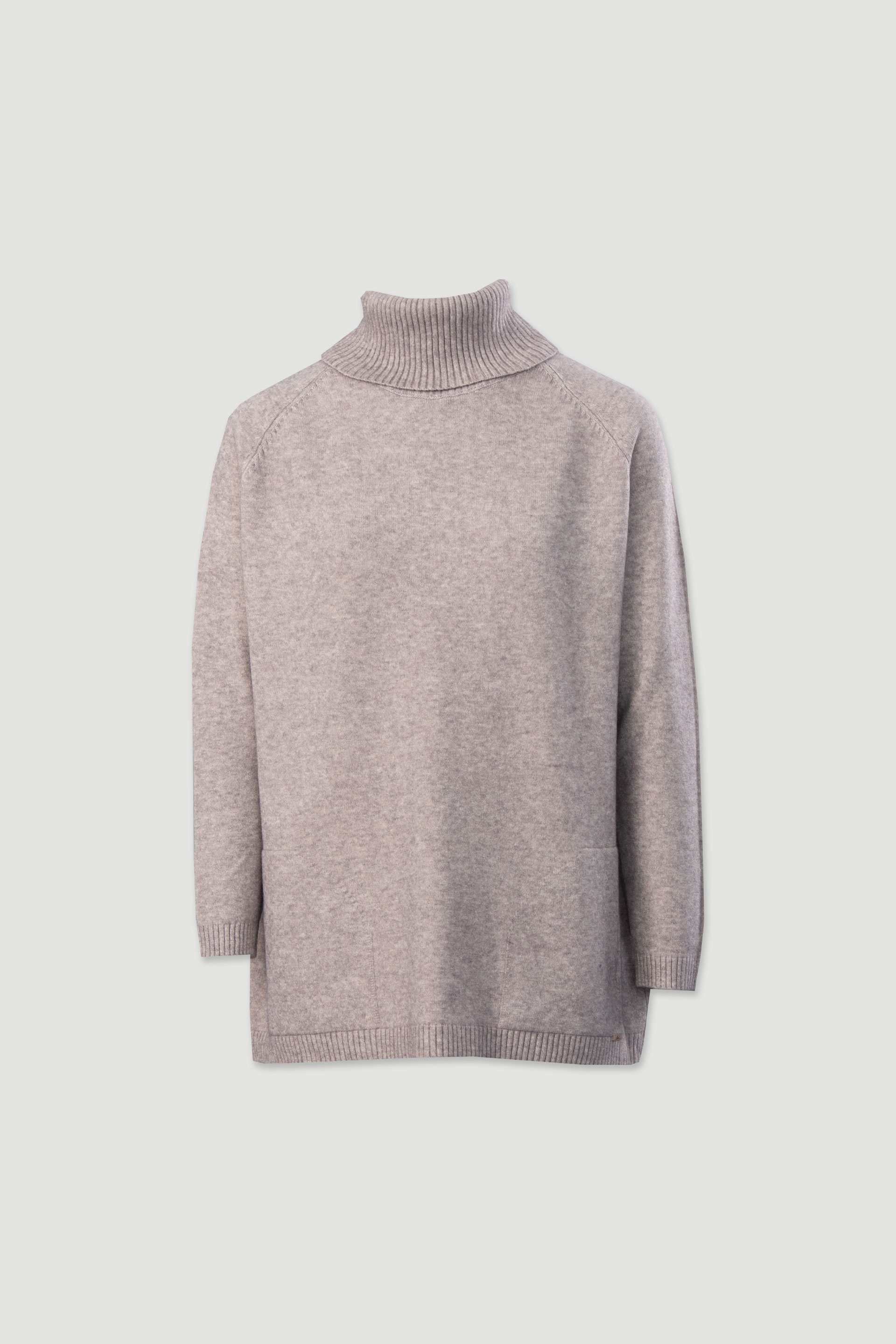 Ribbed high-neck knit sweater