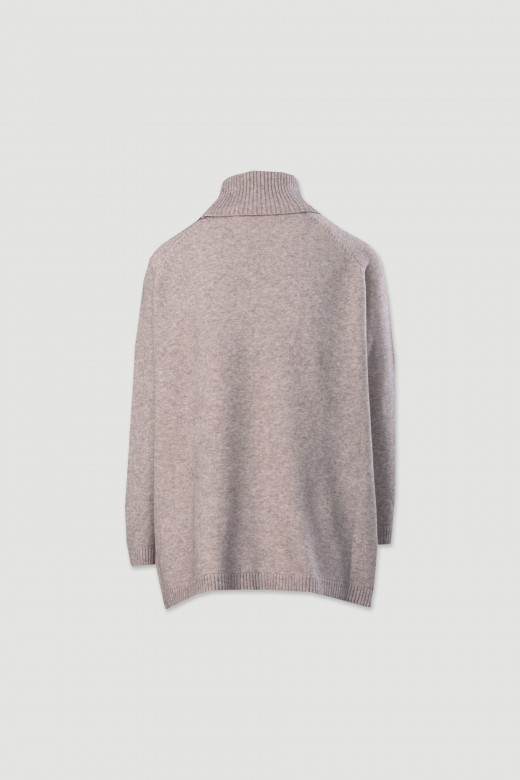 Jersey de punto con cuello alto acanalado