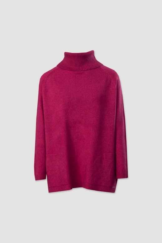 Jersey de punto con cuello alto acanalado