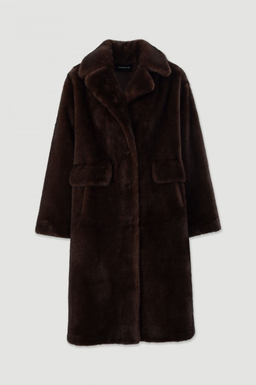 Manteau long en fausse fourrure