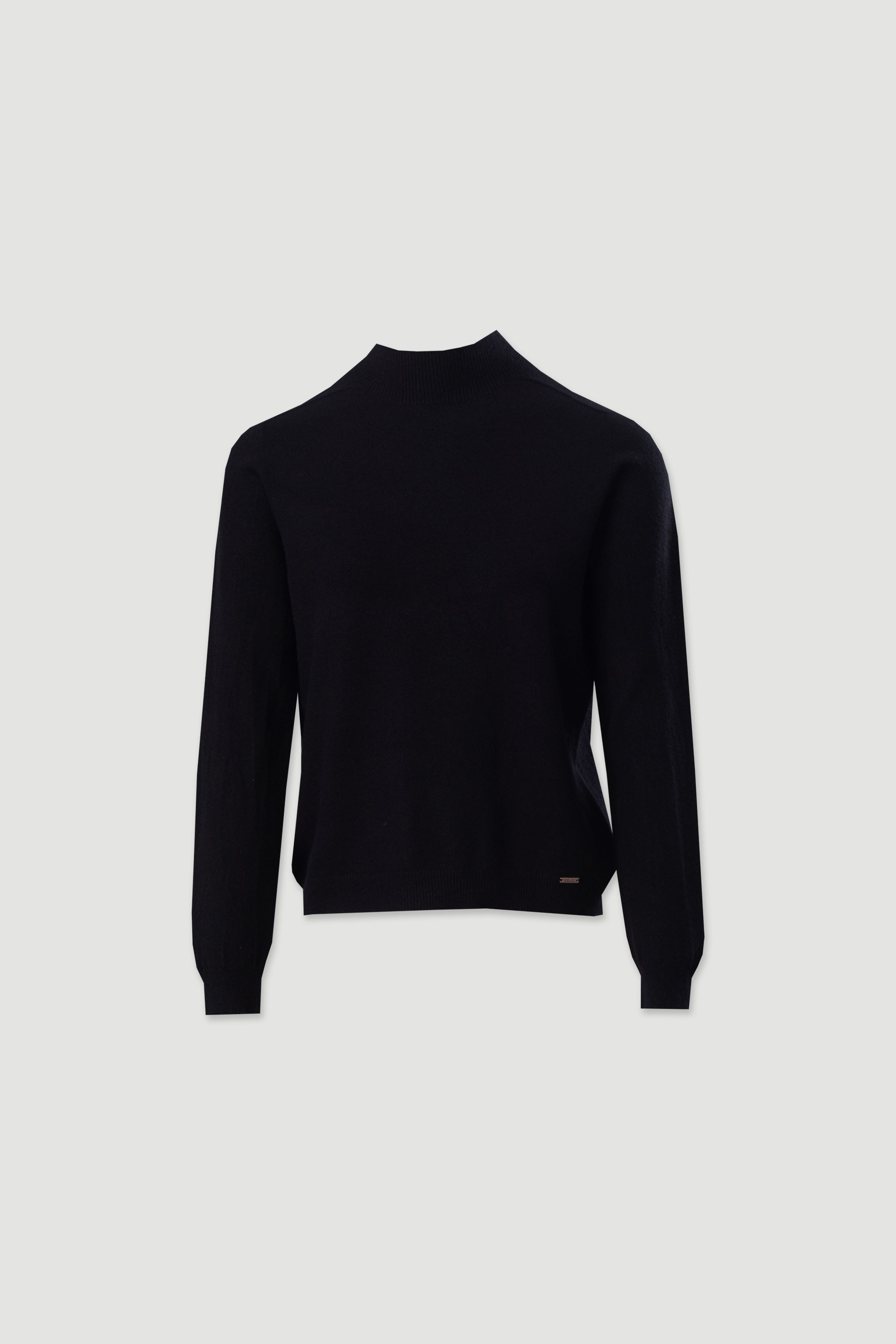 Knit sweater with ribbed high neckline