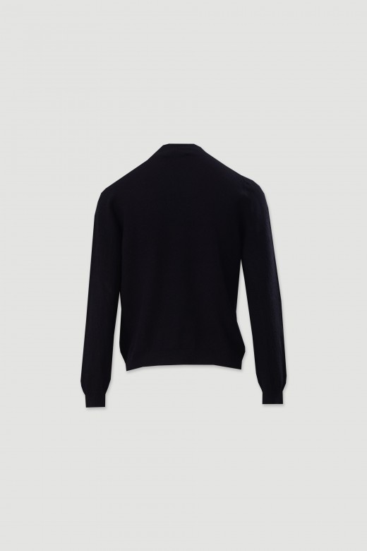 Knit sweater with ribbed high neckline Knit sweater with ribbed high neckline