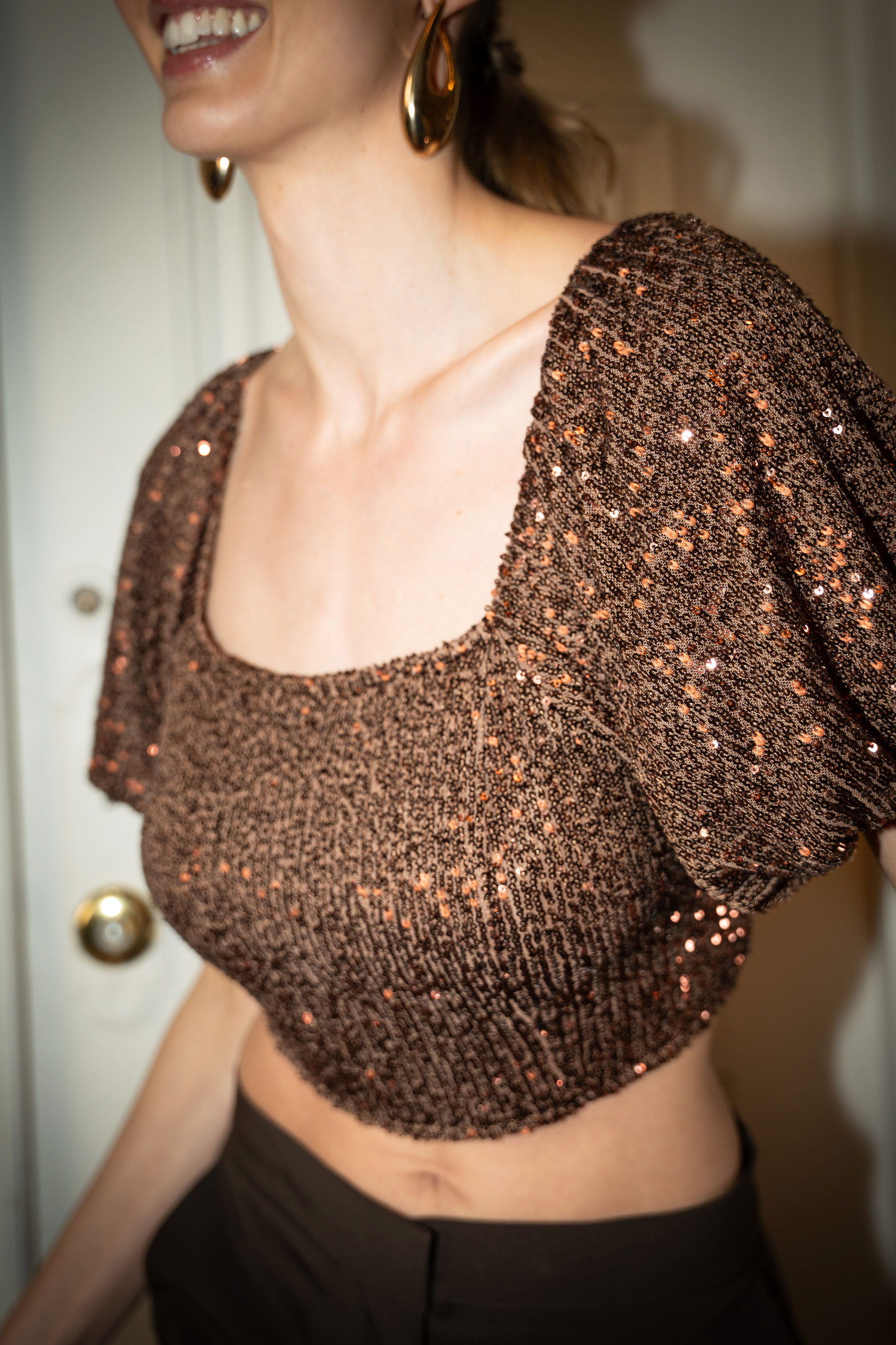 Cropped sequin top