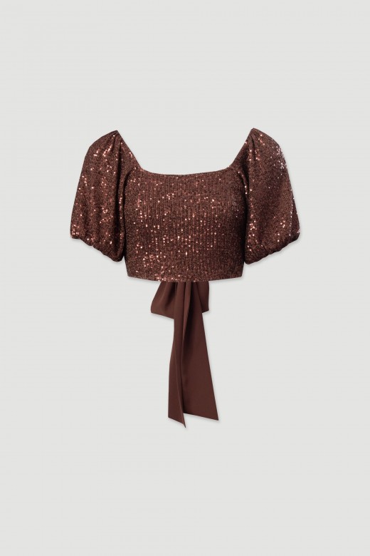 Cropped sequin top