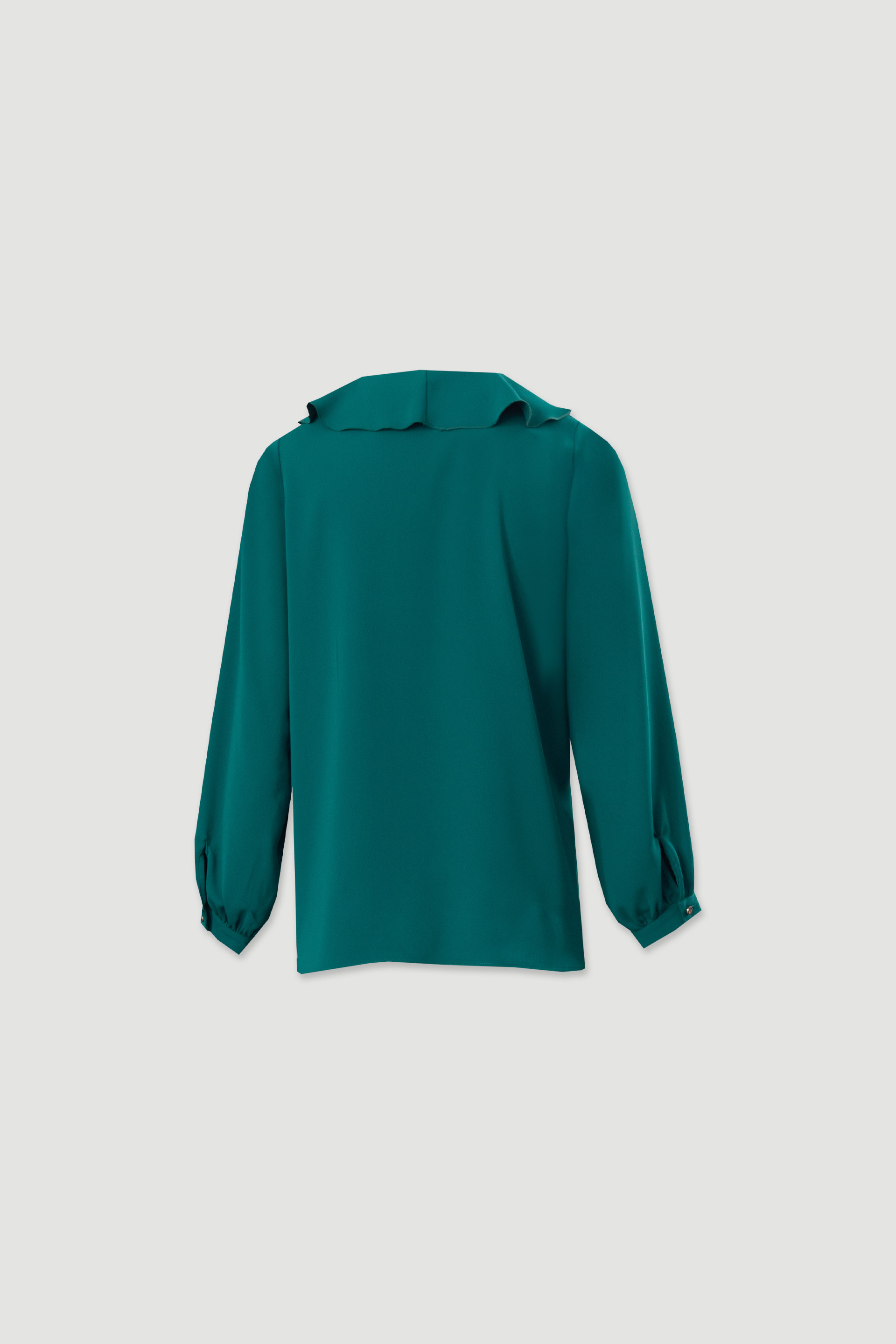 Blouse with ruffle and tie neckline