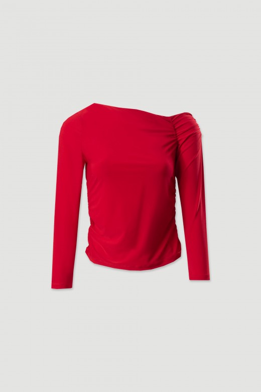 Asymmetric neckline knit sweater