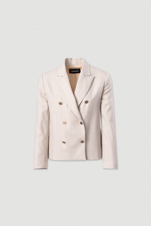 Classic patterned blazer with double-breasted fastening