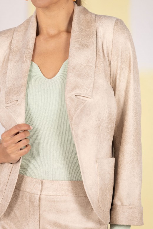 Open-front coat in peach-skin fabric Open-front coat in peach-skin fabric