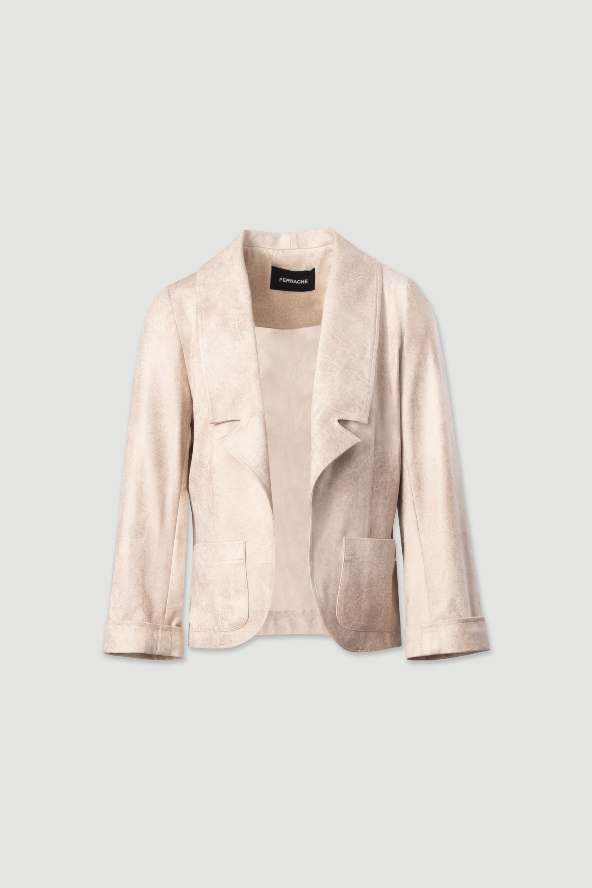 Open-front coat in peach-skin fabric