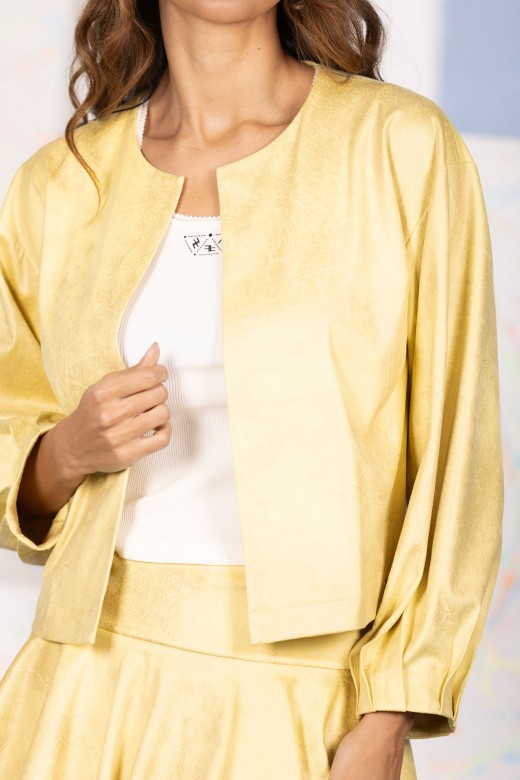 Open-front coat with pleated sleeve detail Open-front coat with pleated sleeve detail