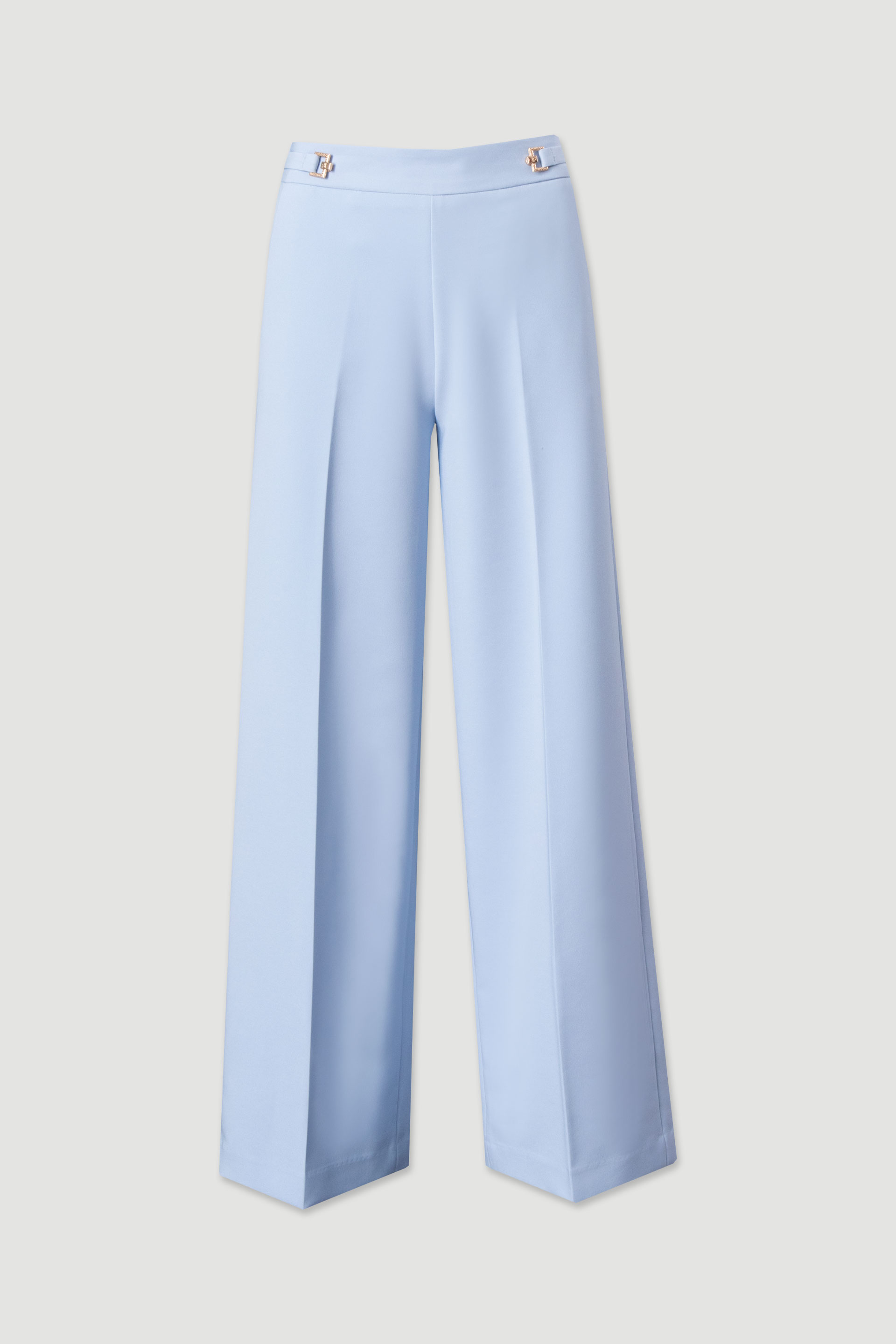 Classic wide-leg trousers with customised metallic button