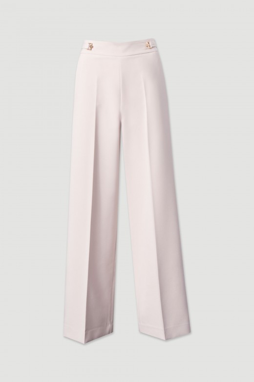 Classic wide-leg trousers with customised metallic button