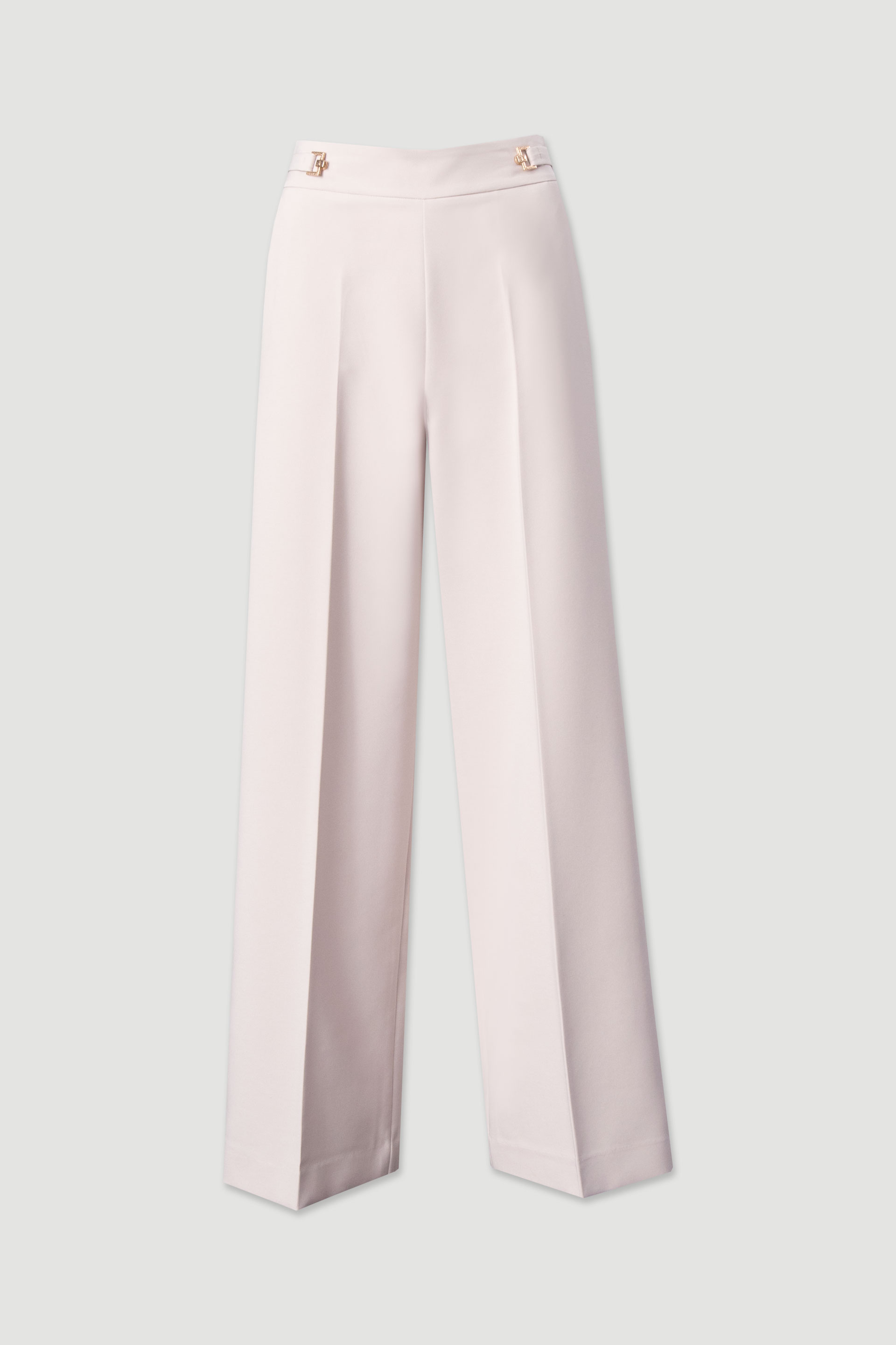 Classic wide-leg trousers with customised metallic button