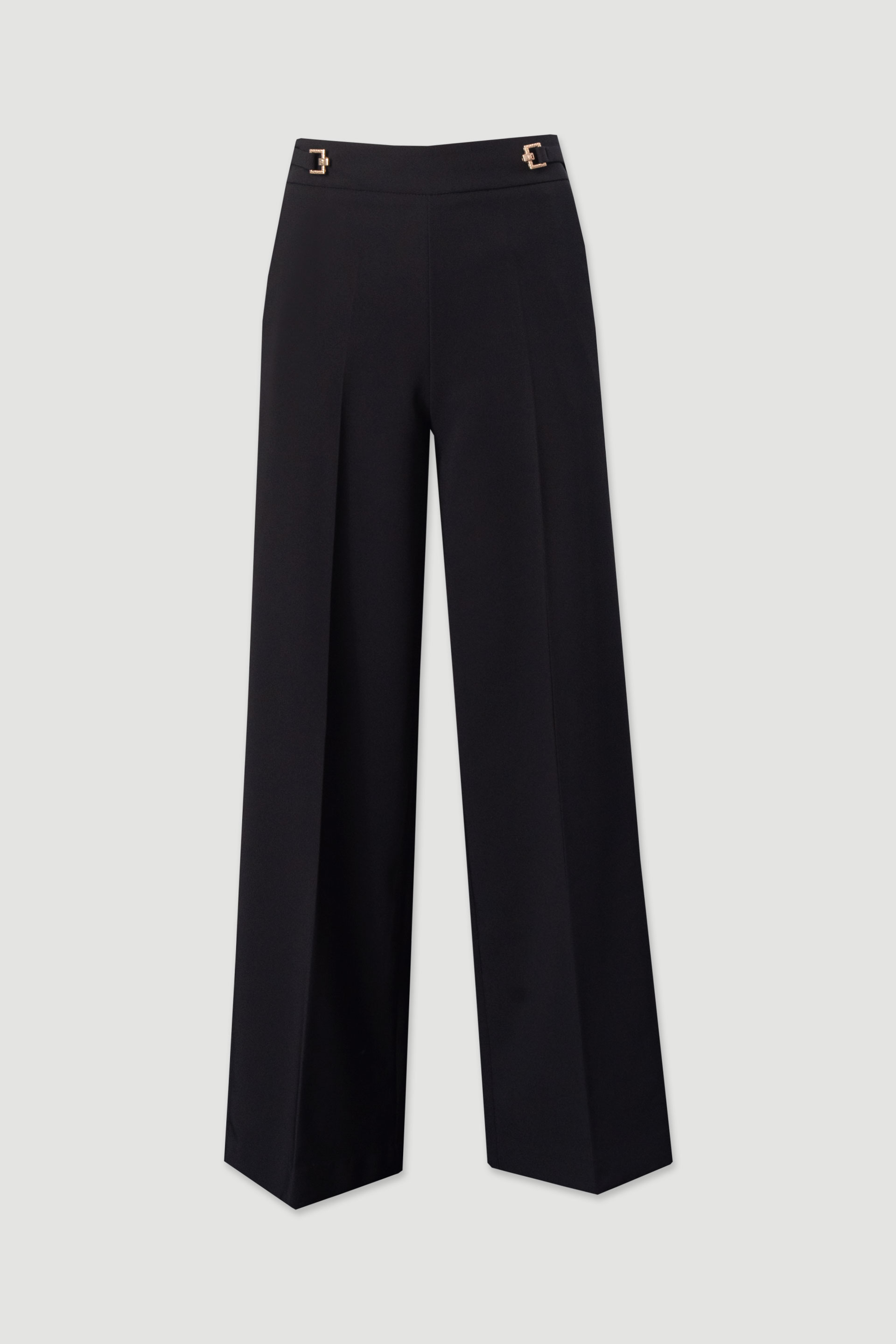 Classic wide-leg trousers with customised metallic button