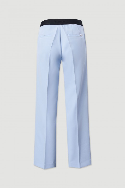 High-waisted straight trousers with customised elastic waistband