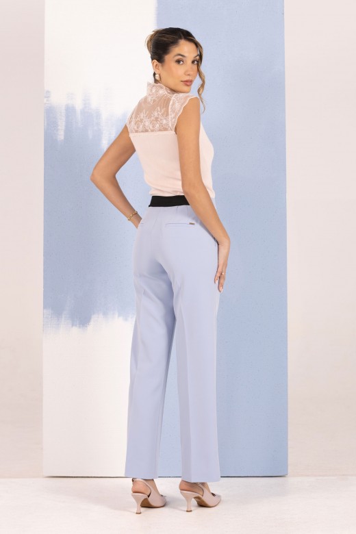 High-waisted straight trousers with customised elastic waistband
