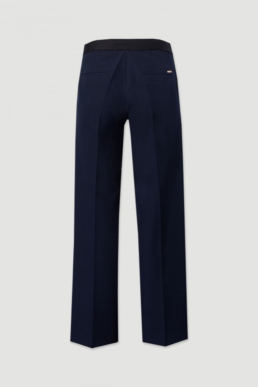 High-waisted straight trousers with customised elastic waistband