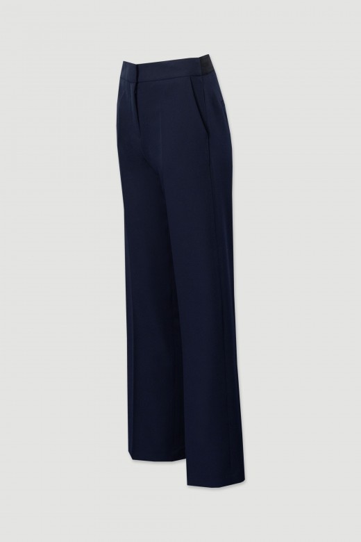 High-waisted straight trousers with customised elastic waistband