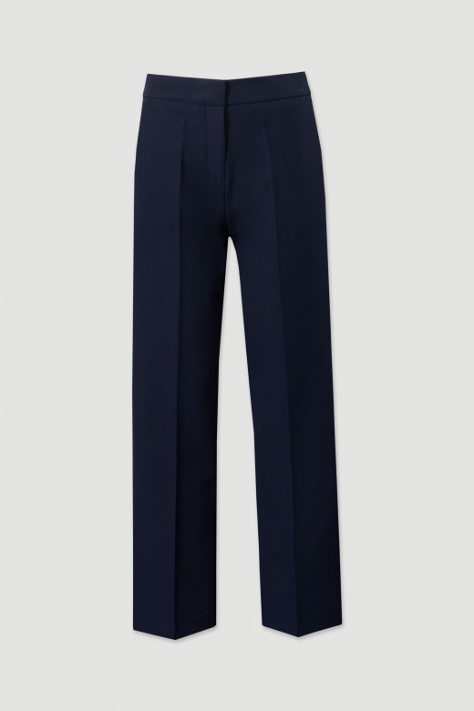 High-waisted straight trousers with customised elastic waistband