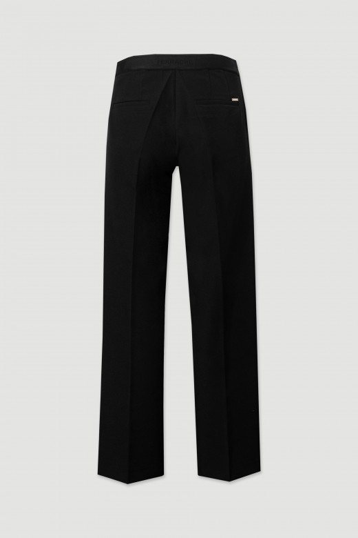 High-waisted straight trousers with customised elastic waistband
