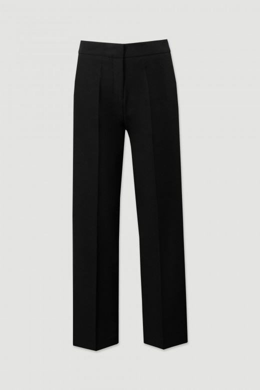 High-waisted straight trousers with customised elastic waistband