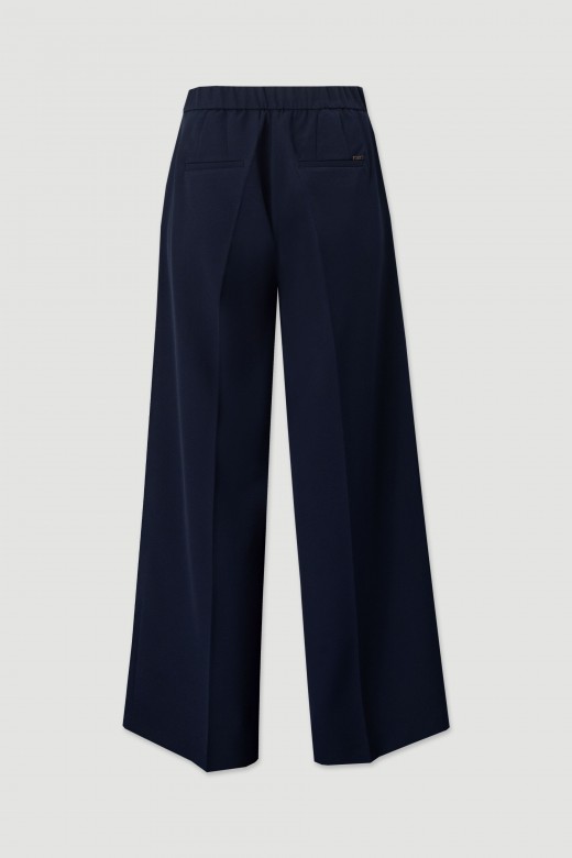 Classic high-waisted wide-leg trousers with elastic waistband