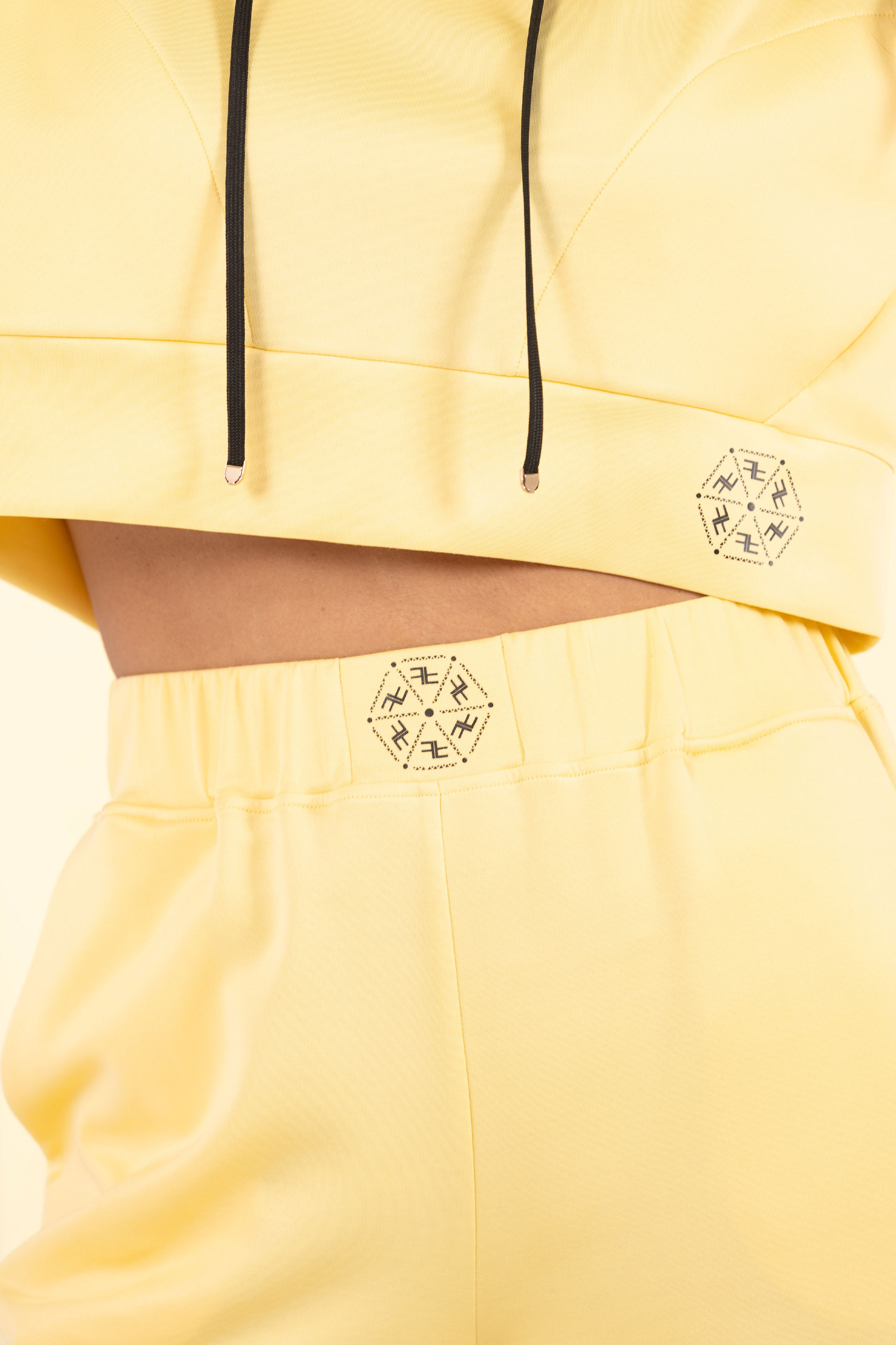 Wide-leg knit trousers with front design detail