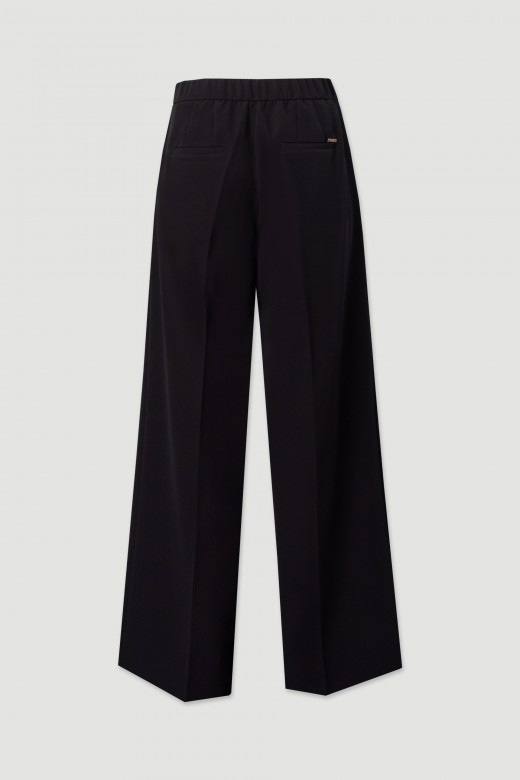 Classic high-waisted wide-leg trousers with elastic waistband Classic high-waisted wide-leg trousers with elastic waistband