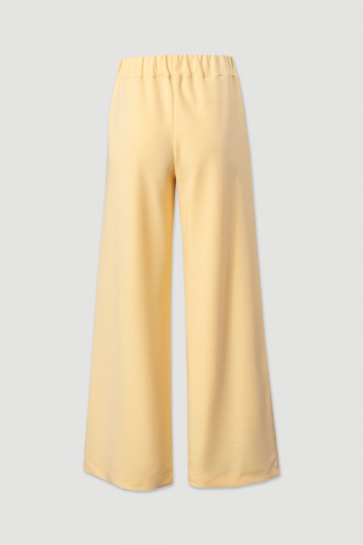 Wide-leg knit trousers with front design detail