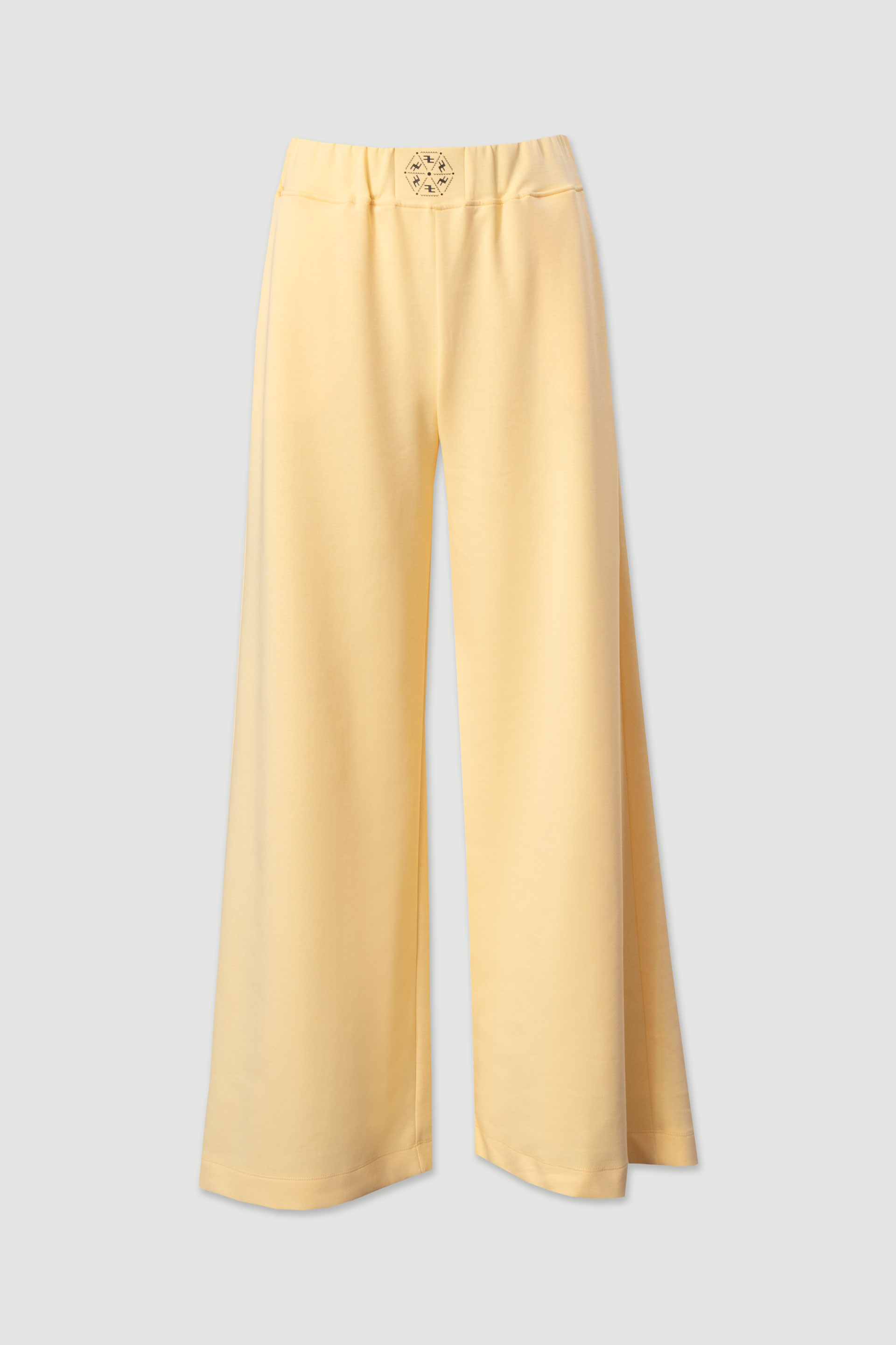 Wide-leg knit trousers with front design detail