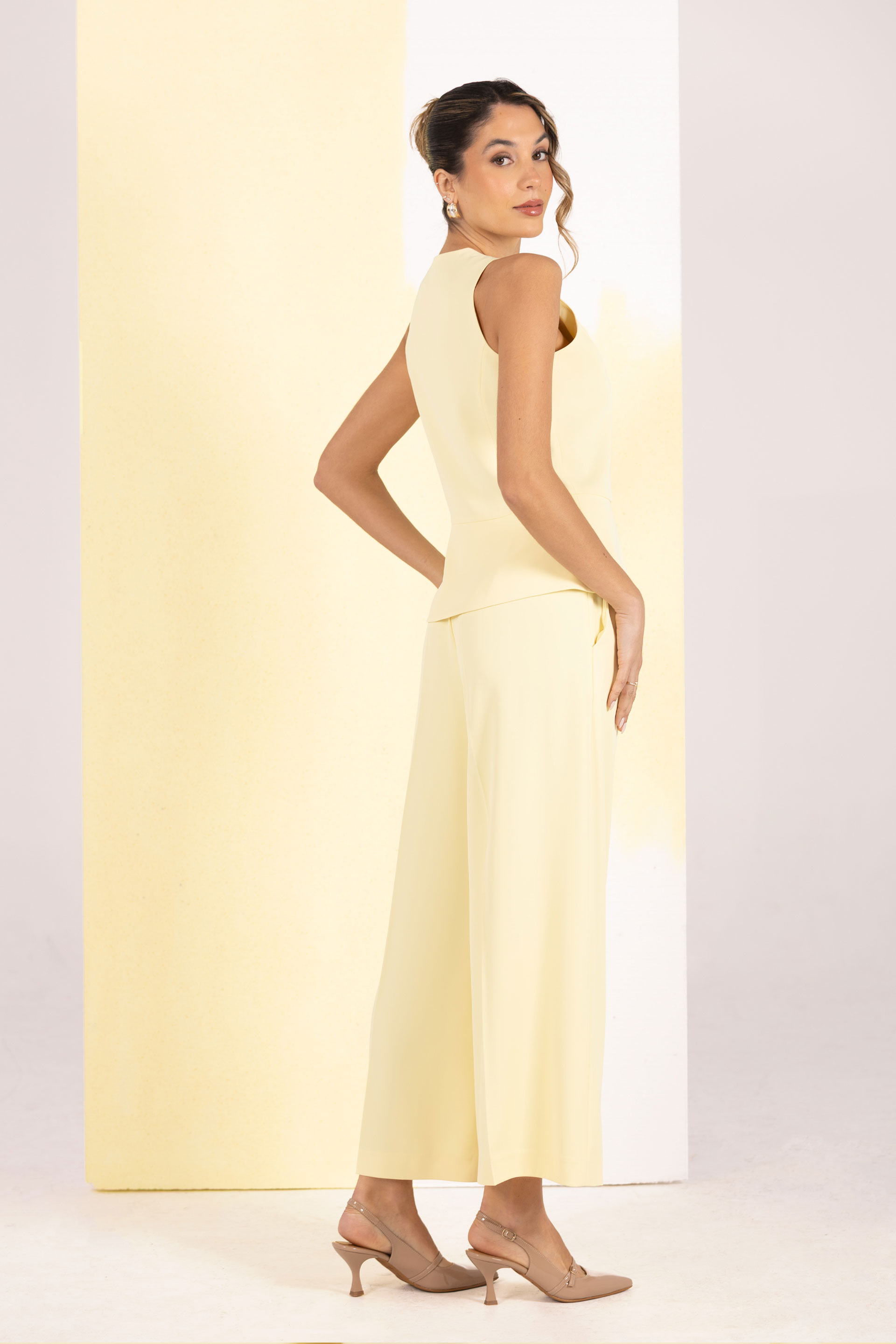 Fluid culotte trousers with metallic detail