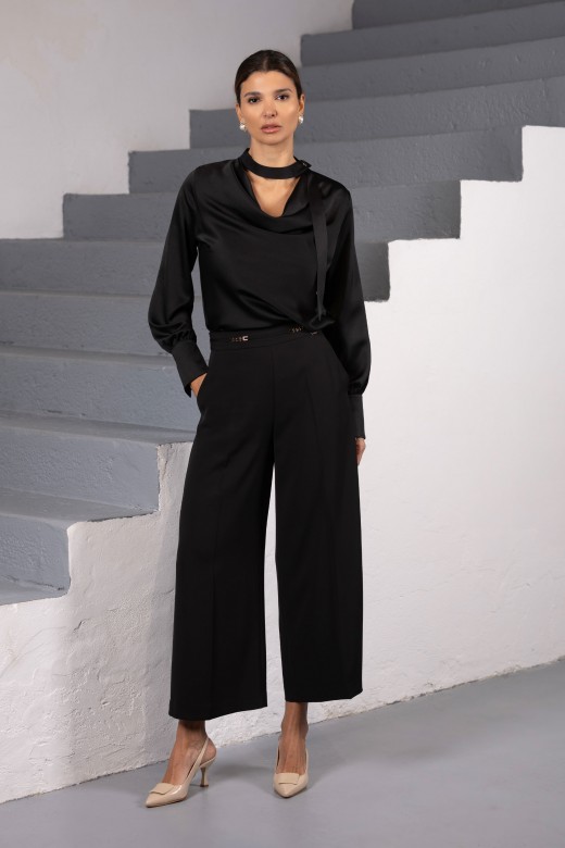 Fluid culotte trousers with metallic detail