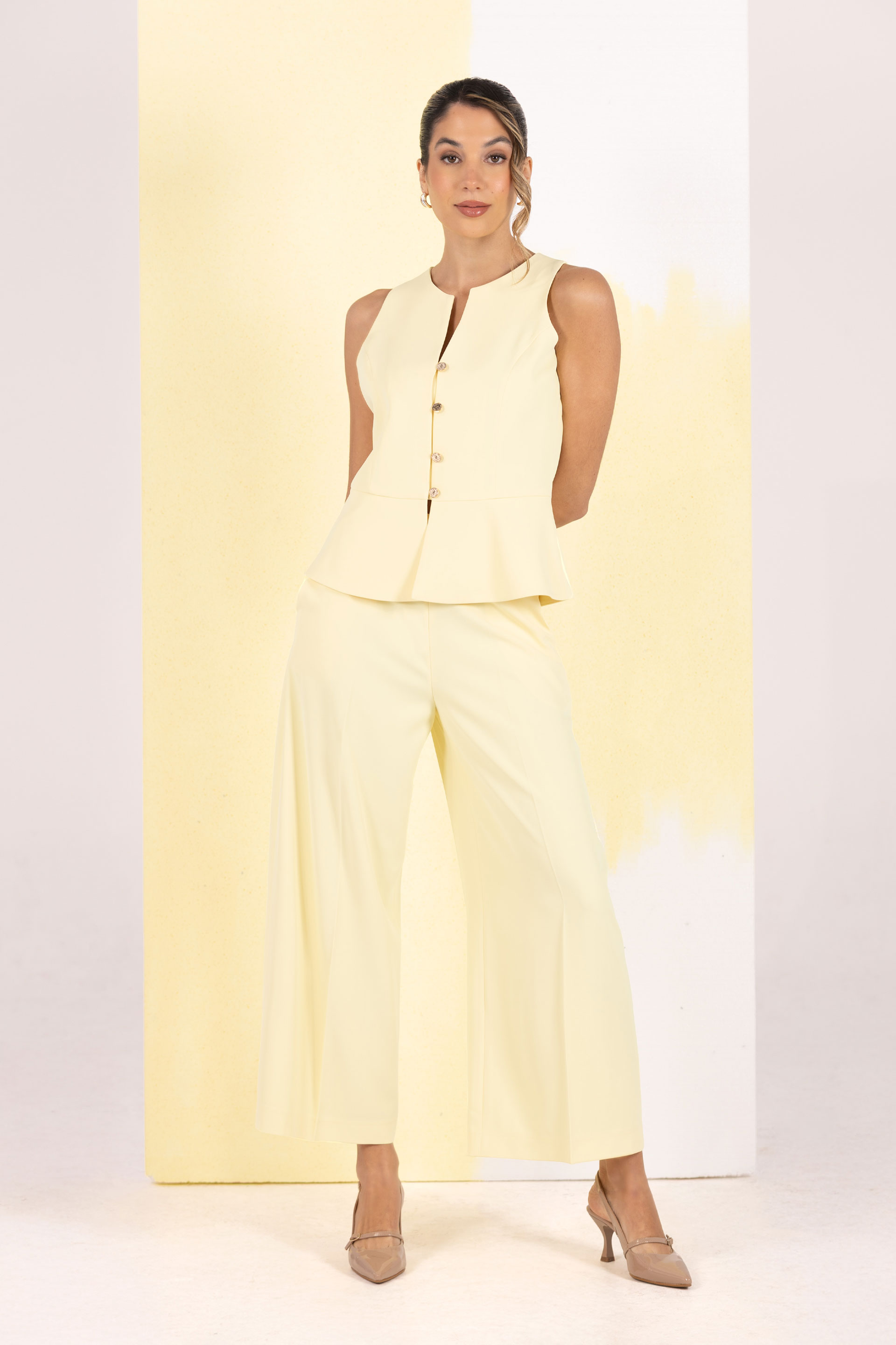 Fluid culotte trousers with metallic detail