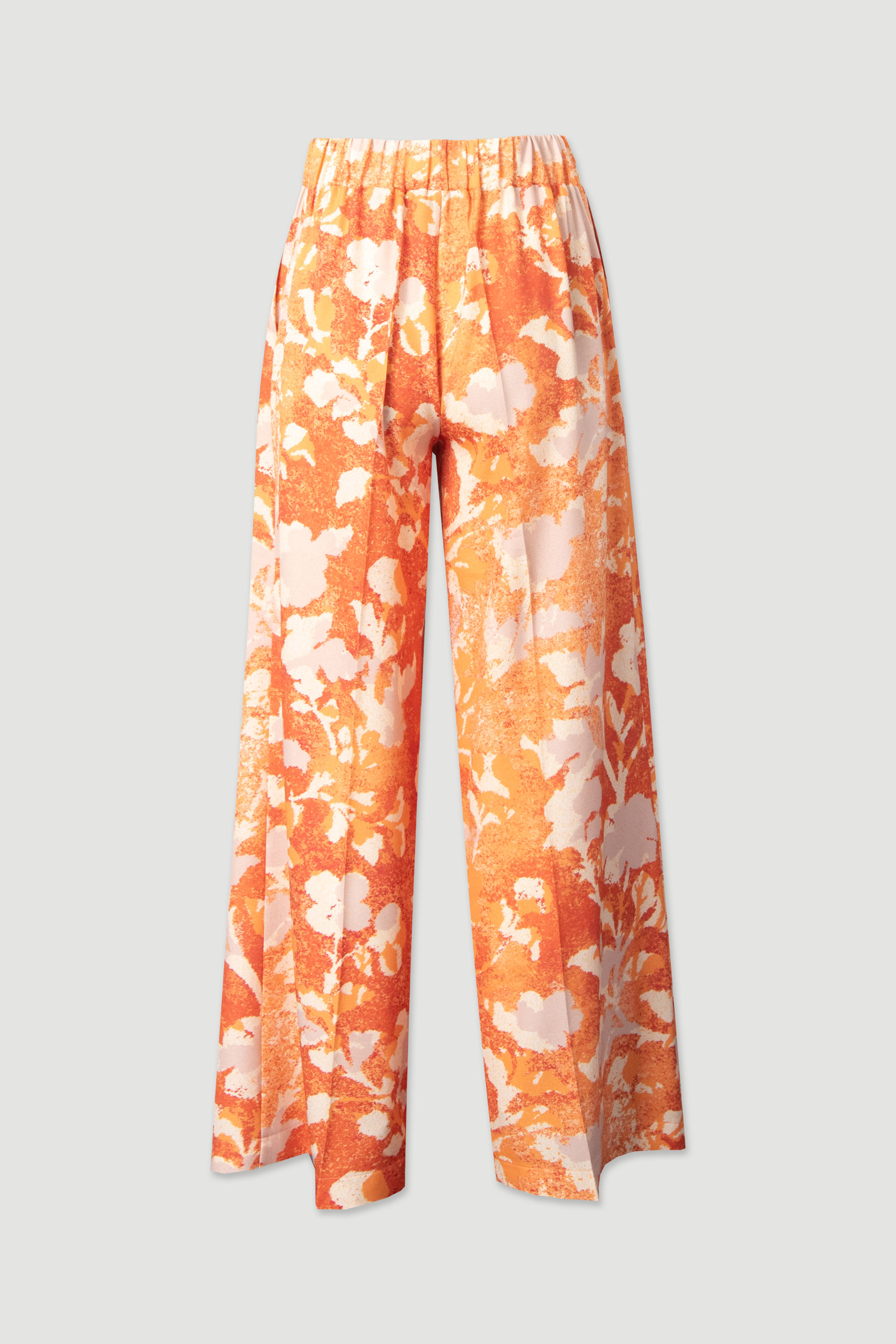 Printed wide-leg trousers with elasticated waist