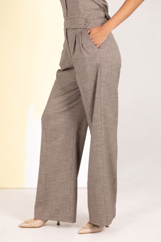 Tweed wide-leg trousers with pleats and elasticated waist Tweed wide-leg trousers with pleats and elasticated waist