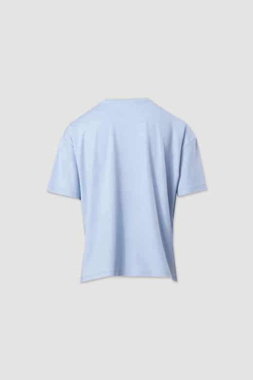 Knit t-shirt with chest pocket and print