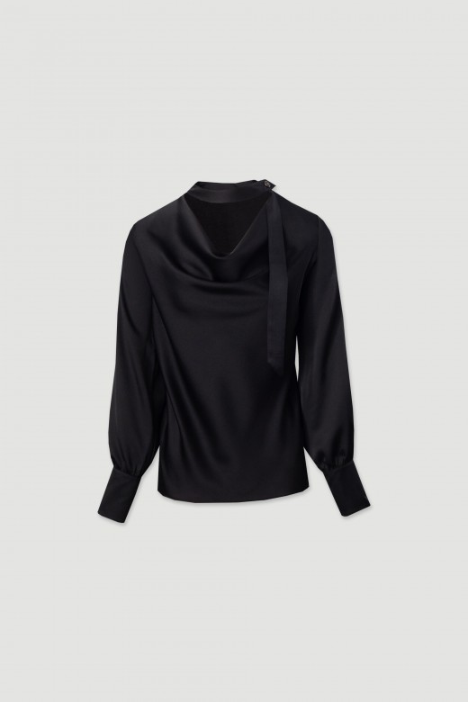 Satin tunic with draped neckline Satin tunic with draped neckline