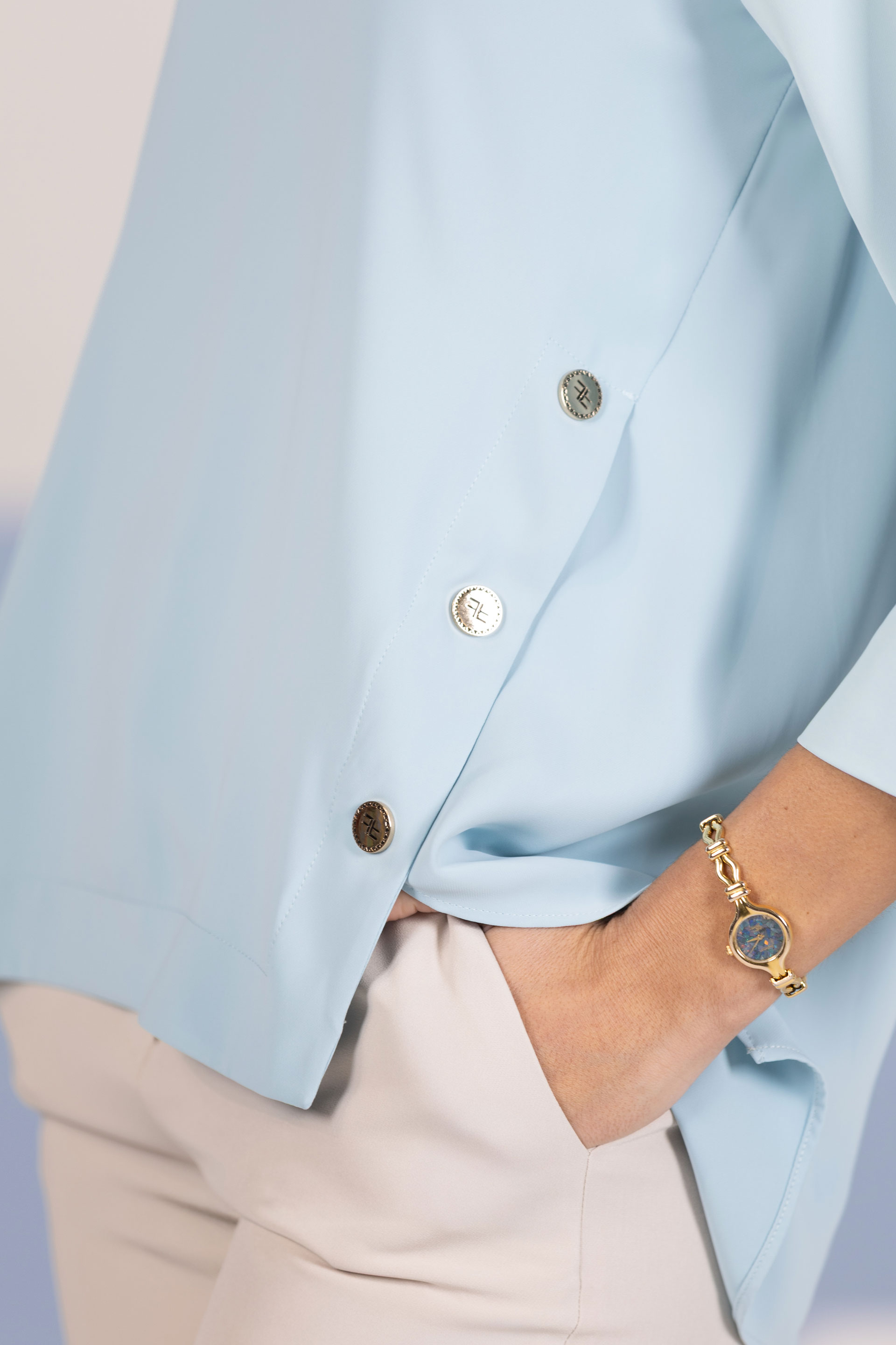 Asymmetrical tunic with keyhole neckline