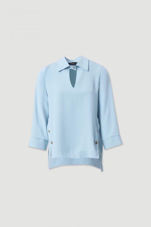 Asymmetrical tunic with keyhole neckline