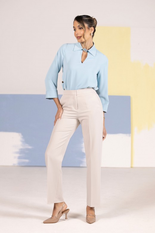 Asymmetrical tunic with keyhole neckline