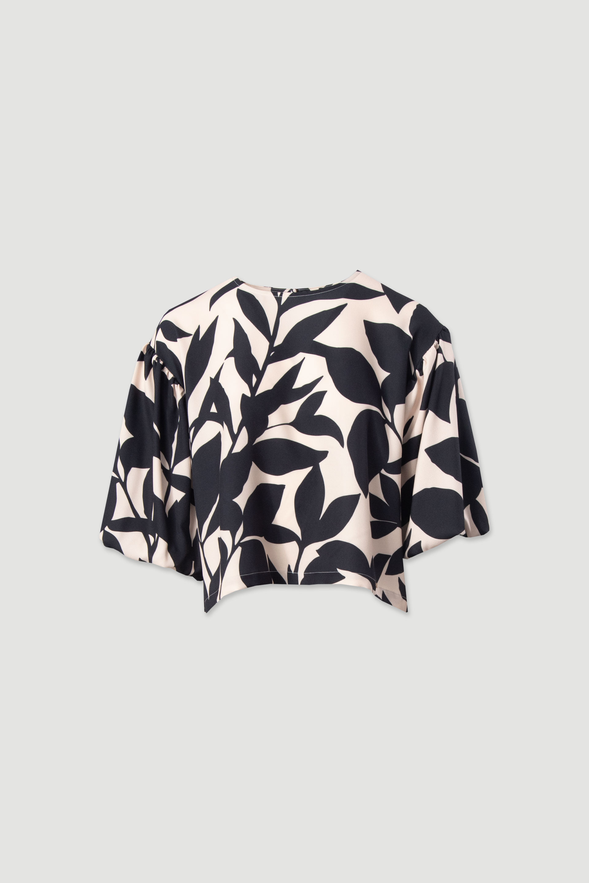 Short printed tunic with puff short sleeves