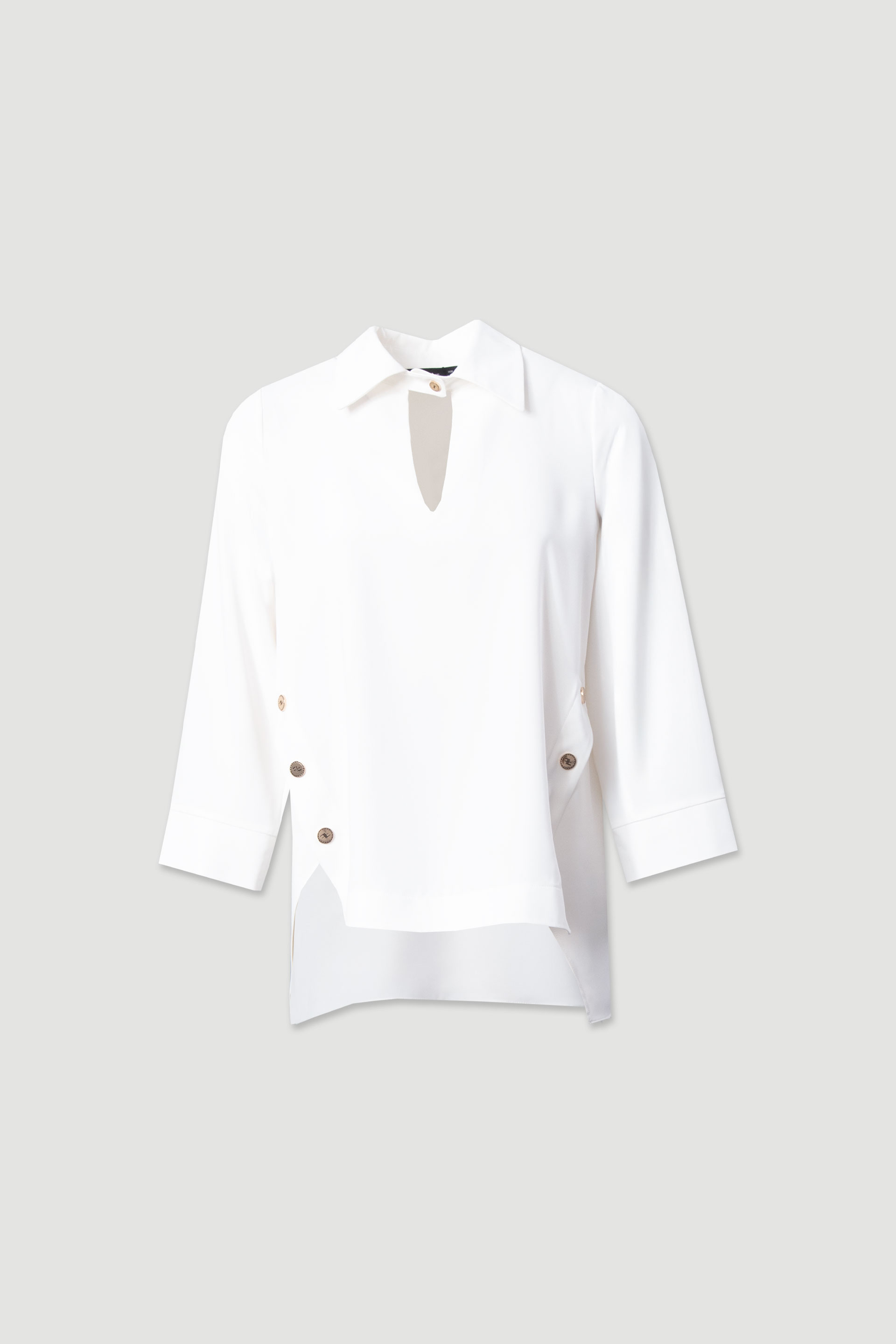 Asymmetrical tunic with keyhole neckline