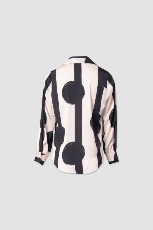 Satin printed blouse with collar